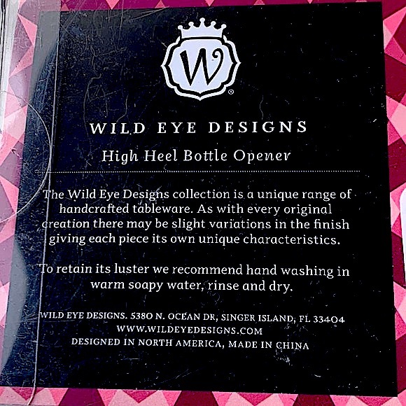 WILD EYE DESIGNS BOTTLE OPENER HIGH HEEL SILVER PINK PATENT PADDED NIB - Picture 10 of 10